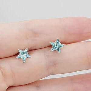 New Light Aqua Blue Star CZ Stud Earrings